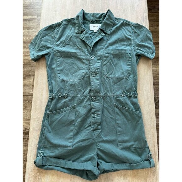 Pistola Parker Romper in Meadow Green Size Large Short Sleeve Shorts - Picture 3 of 9